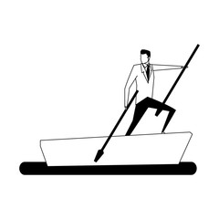 Businessman on boat vector illustration graphic design
