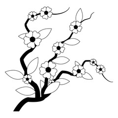 Beautiful flowers on branch vector illustration graphic design