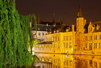 Rozenhoedkaai At Night, Bruges