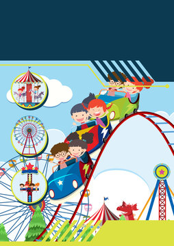 Children at theme park template