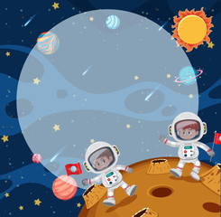 Young astronuats on the moon