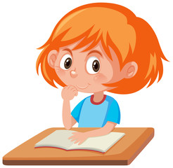Young ginger girl reading