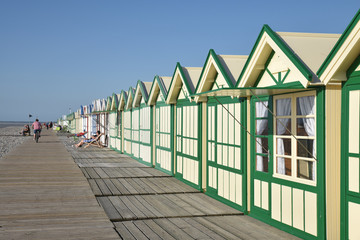 Cabines de bain à Cayeux-sur-Mer, France