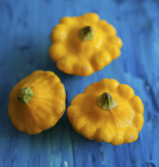 yellow squash on blue background