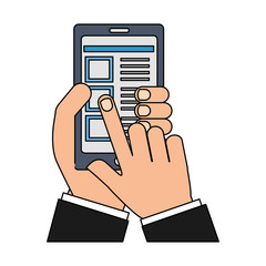 hand smartphone document select options vector illustration