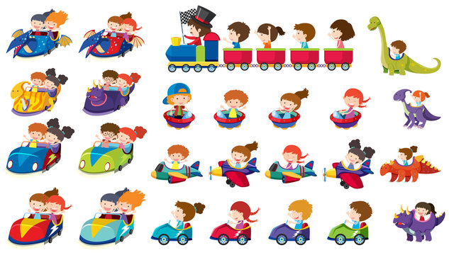 A set of children rides