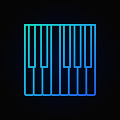 Obraz premium Piano keys outline concept vector blue icon or symbol