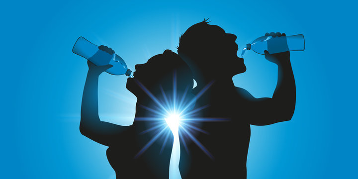 soif - bouteille d&rsquo;eau - sportif - chaleur - canicule - eau - boire - footing - fitness - boire &agrave; la bouteille