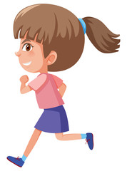 Fototapeta premium A cute girl running on white background