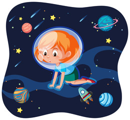 A young woman in space