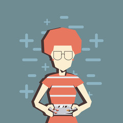 retro videogames design with avatar man with gamepad over gray  background, colorful design. vector illustration