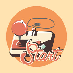 Obraz na płótnie Canvas Retro video games design with joystick controller over orange background, colorful design. vector illustration