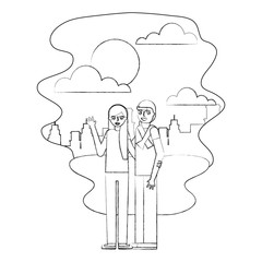 couple parents walking in the park city