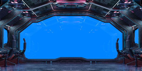 Grunge Spaceship interior background 3D rendering