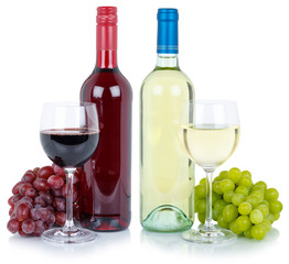 Wines wine tasting collection red white alcohol grapes isolated
