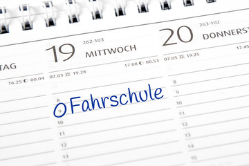 Eintrag im Kalender: Fahrschule