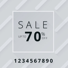 Grey sale promotion background with figures.