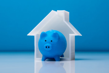 Close-up Of Piggybank And House Model