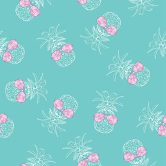Vector Seamless Pattern with Pineapples