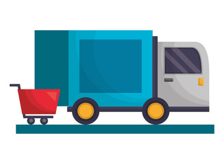 delivery truck with shopping car icon