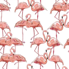 Abwaschbare Fototapete Flamingo Nahtlose Flamingo-Muster-Vektor-Illustration