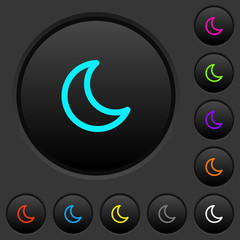 Moon shape dark push buttons with color icons