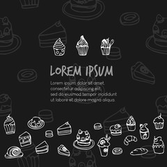 Doodle art design lifestyle bakery collection, background design element