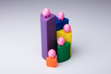 Pink Piggybanks On 3d Pie Chart