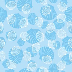 Hand drawn vector illustrations - seamless pattern of seashells. Marine background.