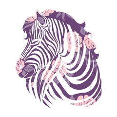 Logo with the head of a zebra. Flat zebra portrait for card, placard, invitation, book, poster, note book, sketch book.