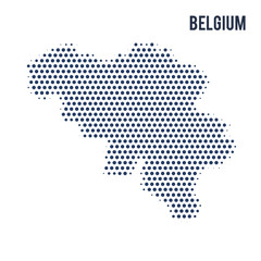 Dotted map of Belgium isolated on white background.