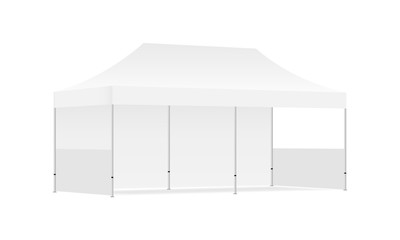 Rectangular tent mock up - half side view. Vector illustration