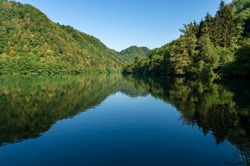 Obraz premium Lago di Levico (Lake), Trentino Alto Adige, Levico Terme, Italy,