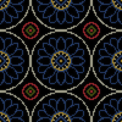 Vintage background with cross stitch vector illustration. Seamless pattern.