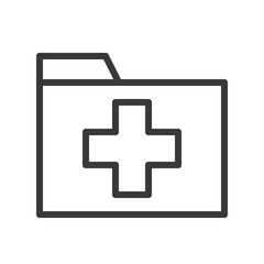 Obraz premium Cross sign on Folder, medical data or record icon