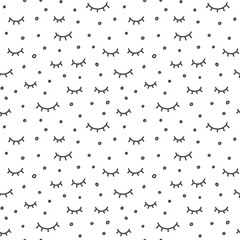 Seamless pattern with hand drawn winking eyes