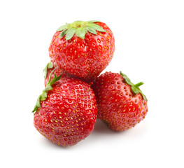 Ripe strawberries on white background