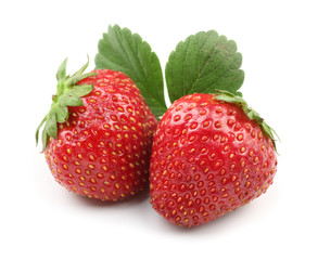 Ripe strawberries on white background