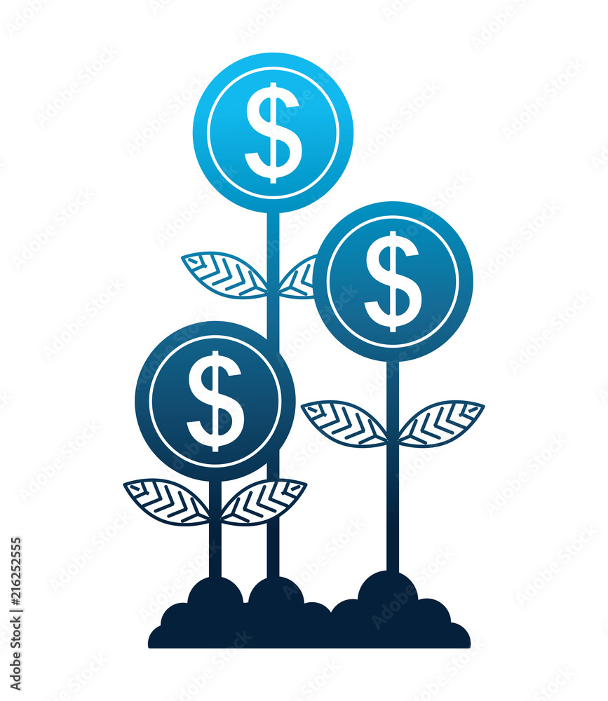 Wall mural plants money isolated icon