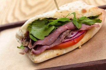Tasty fresh sandwiches served on table