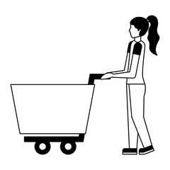 shopping cart with woman character