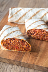 Burritos stuffed with ground beef