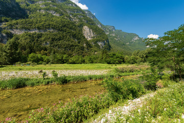 Fototapeta na wymiar Valsugana (Sugana Valley) and the River Brenta - Trentino Alto Adige, Italy 