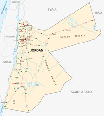 Kingdom of Jordan road vector map