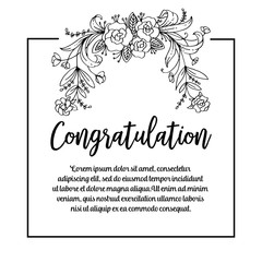 Vintage flower art congratulation design vector illustration