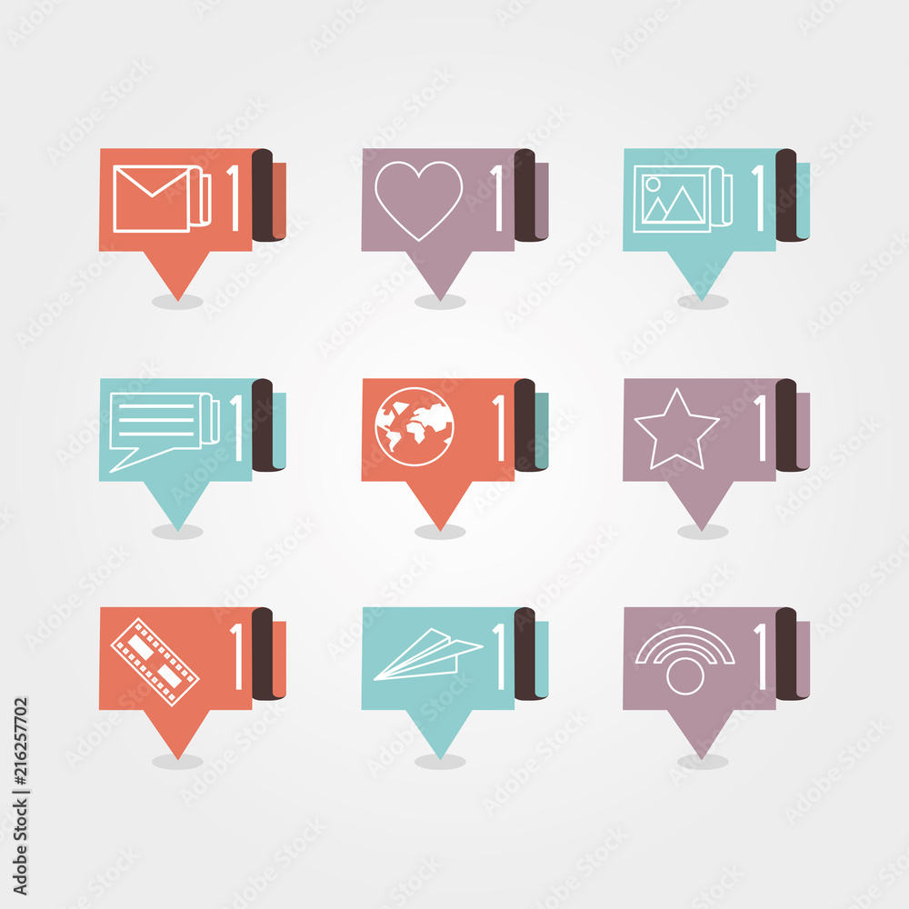 Canvas Prints speech bubbles with social media icons vector illustration design