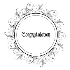Congratulation card with flower frame art vector illustration