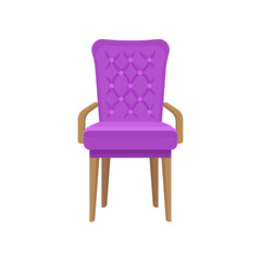 Velvet armchair, living room furniture, interior design element vector Illustration on a white background
