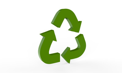 3D Recycle symbol, sign of conservation icon, 3d illustration