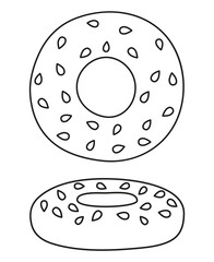Line art black and white german bagel
